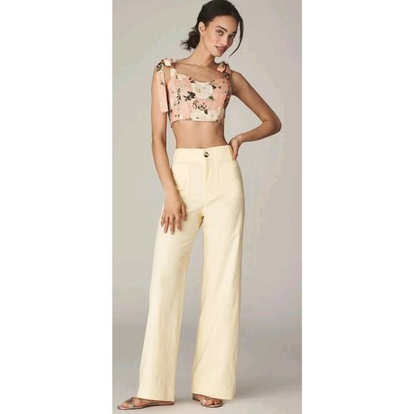 Maeve Pants - The Colette Beachy Linen Full-Length Wide-Leg Pants by Maeve 26 Nwts